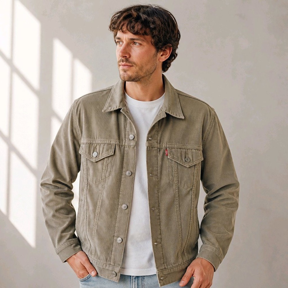 Levi's XXL Corduroy Trucker Jacket Khaki Tan Standard Fit